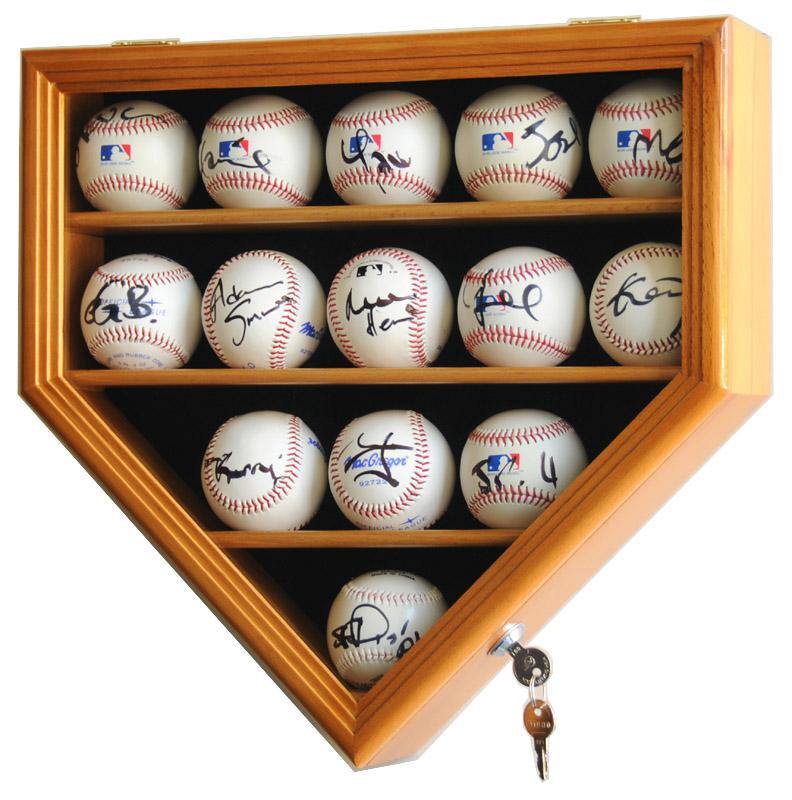14 Baseball Ball Display Case Cabinet - Home Plate Shaped - sfDisplay.com