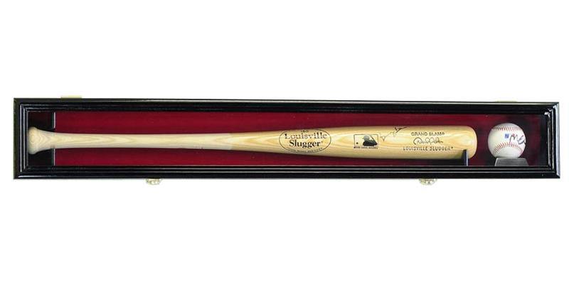 1 Baseball Bat Display Case Cabinet - Black Horizontal Mounting - sfDisplay.com