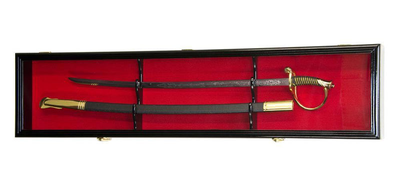 1 Sword and Scabbard Display Case Cabinet - Black Red Background - sfDisplay.com