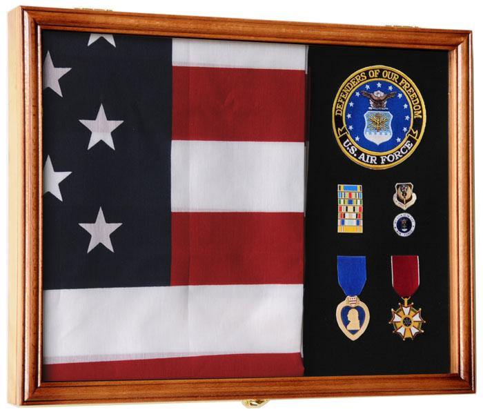 3x5, 4x6 Flag and Military Medals Display Case Cabinet - sfDisplay.com