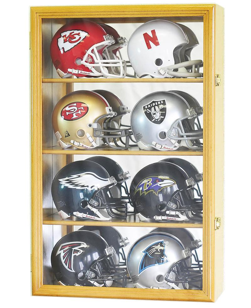 8 Mini Helmet Display Case Cabinet (Mirror Back)