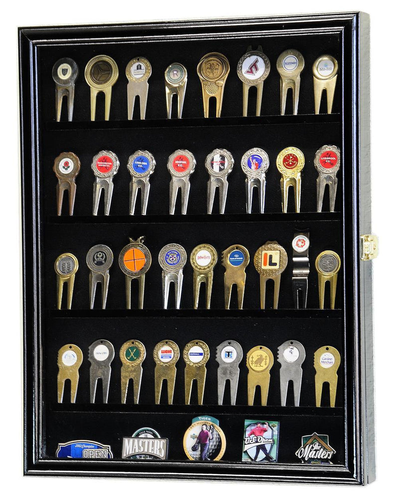 Golf Divot Tool Markers Coin Chips Medallion Display Case Cabinet - sfDisplay.com