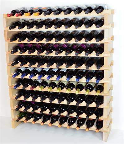 10X Bottles Beech Hardwood Modular Wine Rack Stackable (10 Bottles per Row) - sfDisplay.com