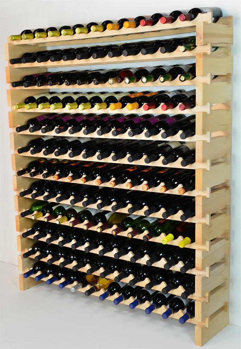 12X Bottles Beech Hardwood Modular Wine Rack Stackable (12 Bottles per Row) - sfDisplay.com