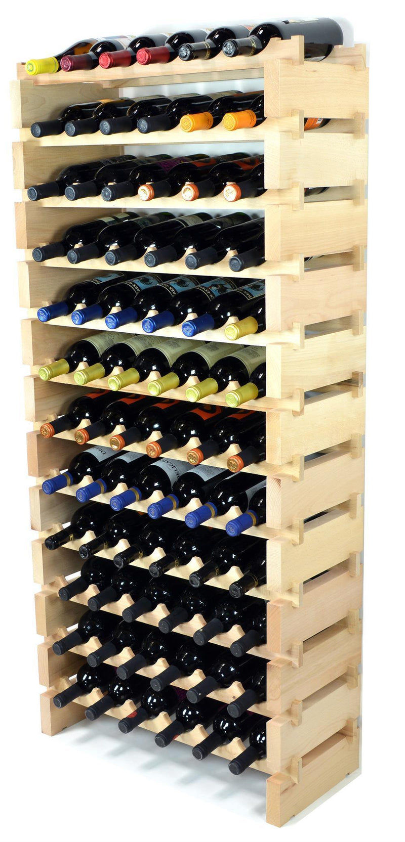 6X Bottles Pine Wood Modular Wine Rack Stackable (6 Bottles per Row) - sfDisplay.com