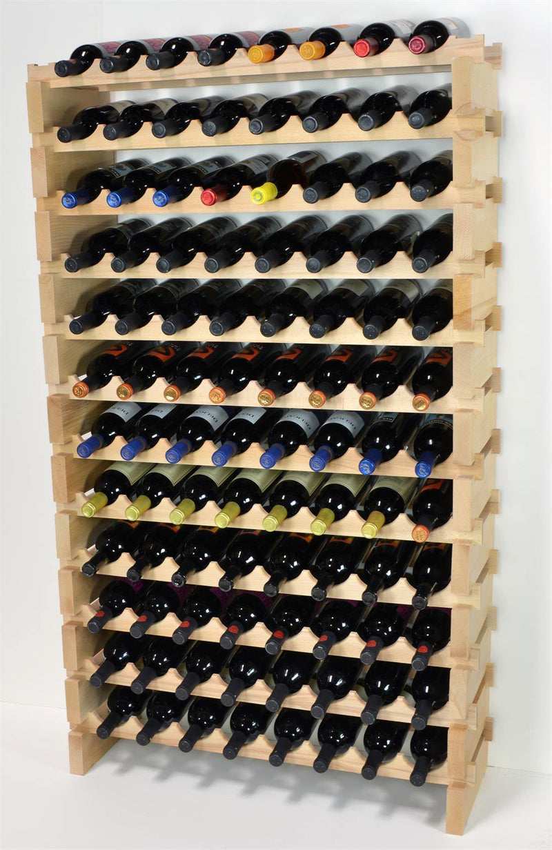 8X Bottles Pine Wood Modular Wine Rack Stackable (8 Bottles per Row) - sfDisplay.com