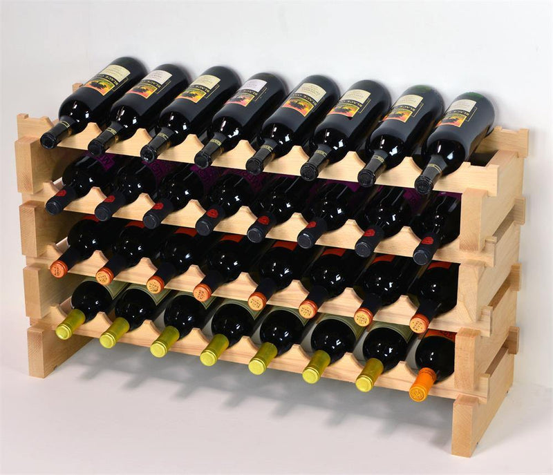 8X Bottles Pine Wood Modular Wine Rack Stackable (8 Bottles per Row) - sfDisplay.com