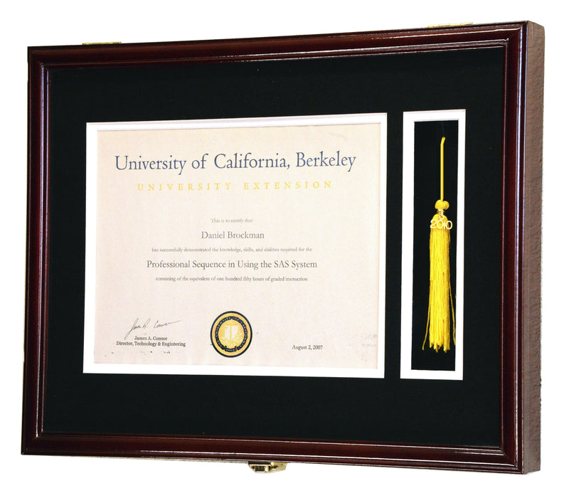 Diploma and Graduation Tassel Display Case Cabinet (w/ Custom Matting Colors) - sfDisplay.com